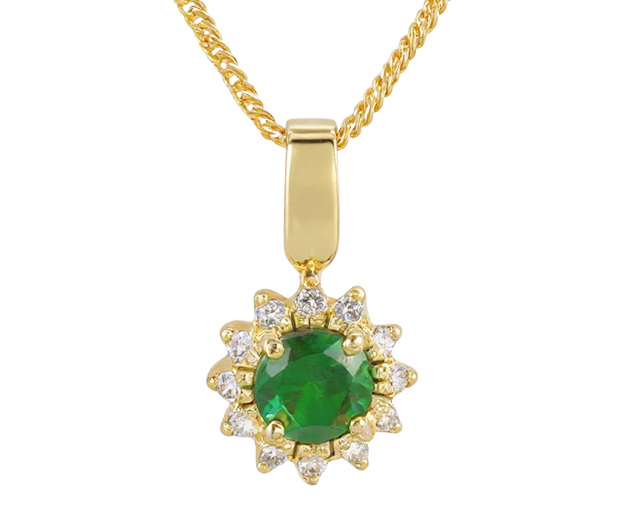 18KT GOLD PENDANT SET WITH 01 CHROME DIOPSIDE 